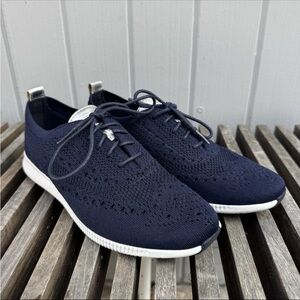 Cole Haan 2.ZERØGRAND Wingtip Oxford Shoes Women’s 7.5B Navy Knit Stitchlite